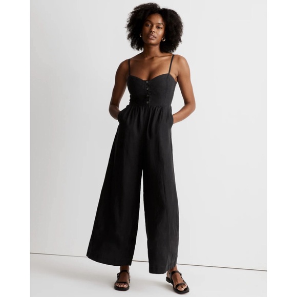 New Madewell Sleeveless Wide-Leg Jumpsuit in Black Size 6